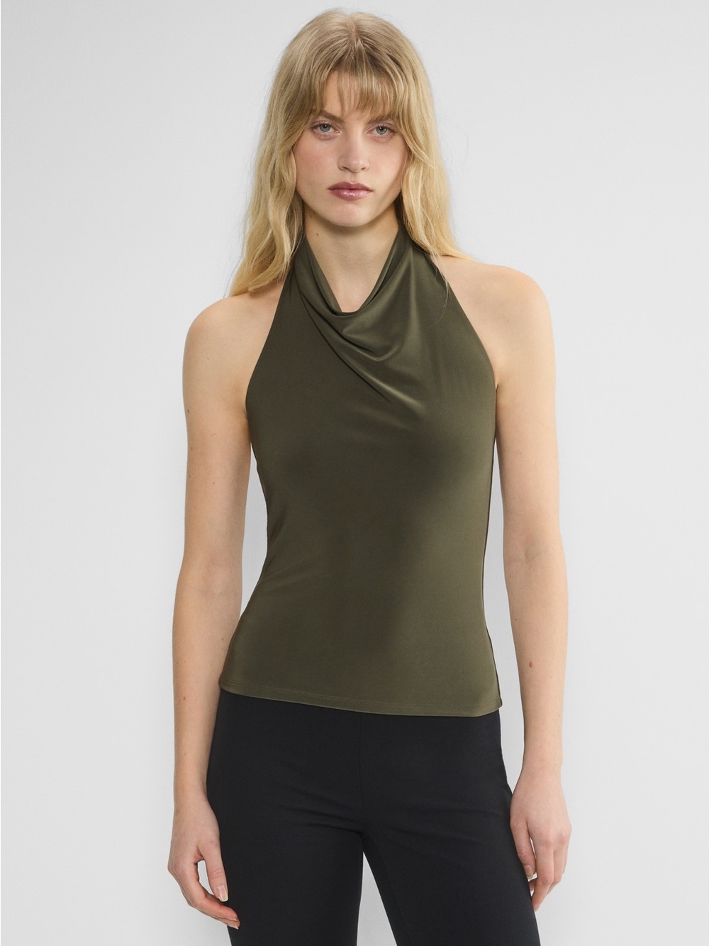 Aritzia Wilfred Olive Smooth Matter Tower Halter Top